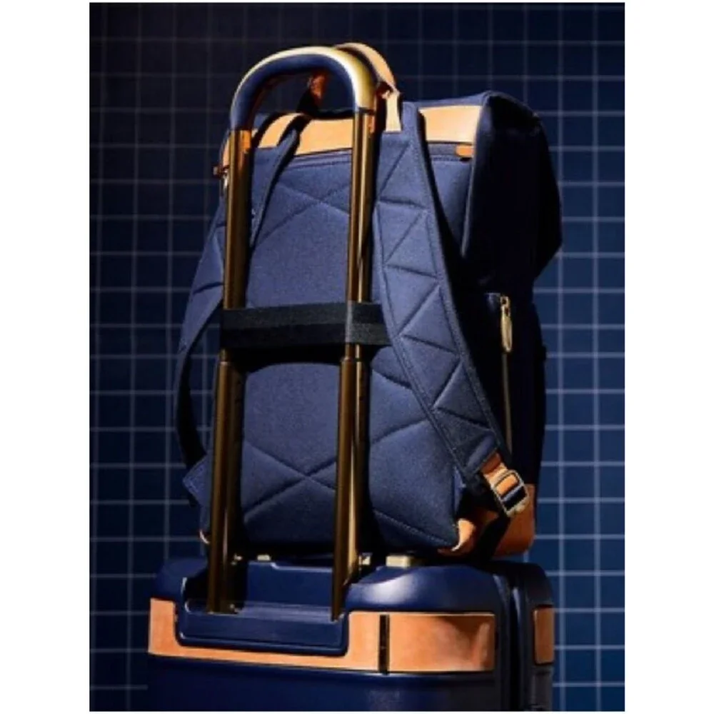 Hartmann Classic Navy Canvas Backpack  Trim Classic Navy Canvas Tan Leather Trim